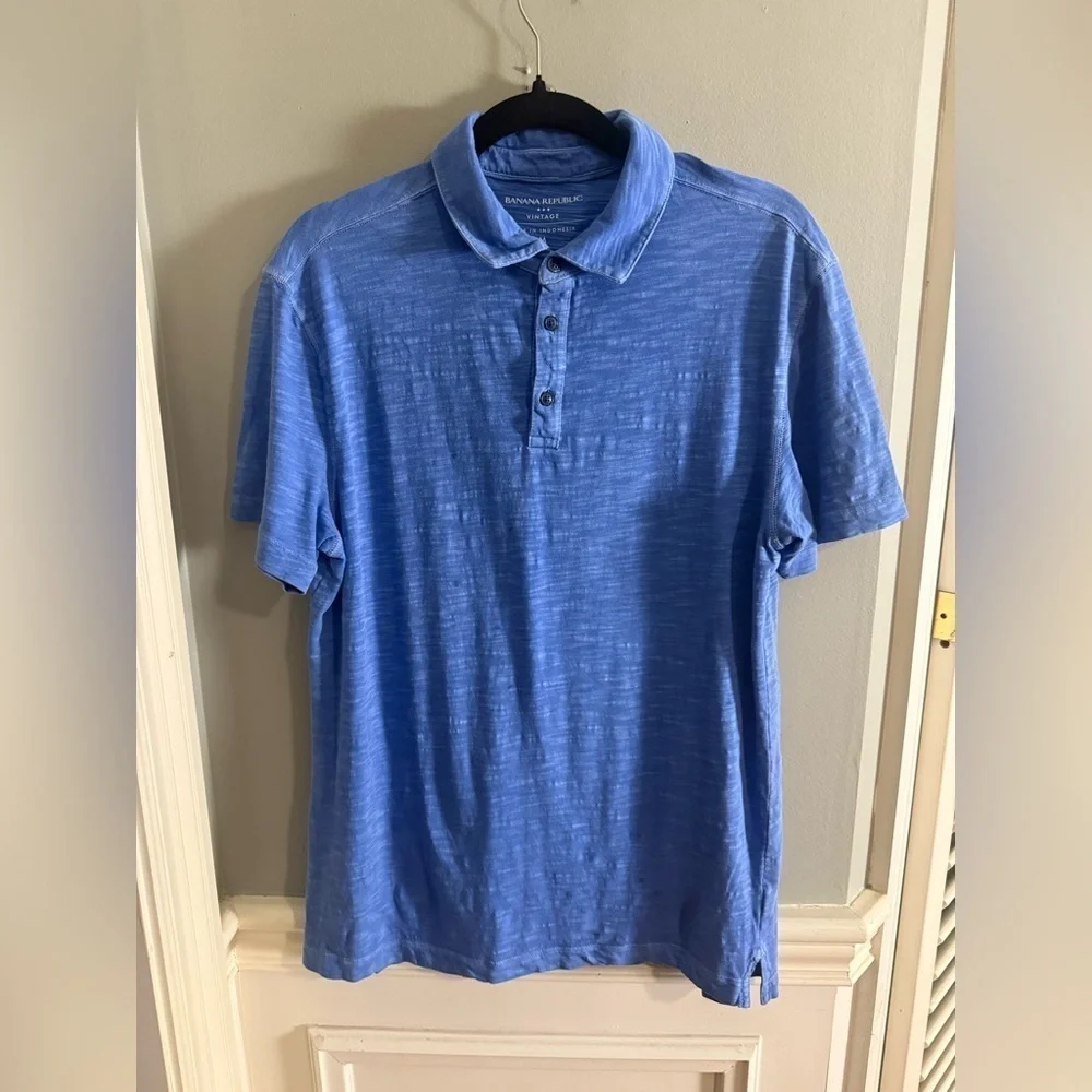 Banana Republic Vintage Blue Cotton Short Sleeve Shirt Men’s M
